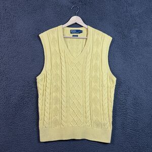 Vintage Polo Ralph Lauren Sweater Vest Mens XL Cable Knit Cashmere Blend